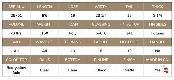 8'6 Mucho Magic 25701