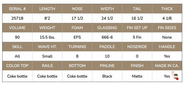 8'2  Lowrider Kneeboard # 25718